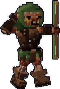 Blocky kobold ranger paper mini in the shoot pose