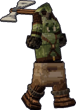Papermini de orco bárbaro con estilo de bloques, en pose ataque a dos manos