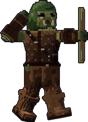 Blocky orc ranger paper mini in the shoot pose