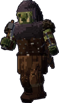 Papermini de orco pícaro con estilo de bloques, en pose al acecho