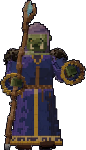 Front of the orc wizard paper mini