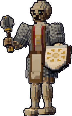 Papermini de esqueleto clériga con estilo de bloques, en pose en guardia