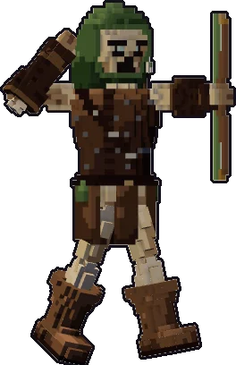 Blocky skeleton ranger paper mini in the shoot pose