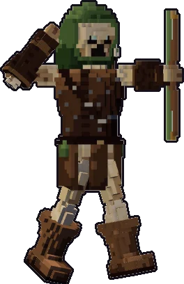 Blocky skeleton ranger paper mini in the shoot pose