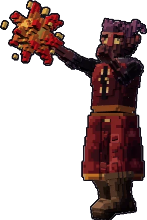Blocky tiefling sorcerer paper mini in the cast a spell pose