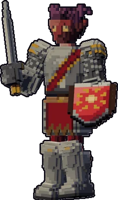 Papermini de tiflin guerrero con estilo de bloques, en pose en guardia