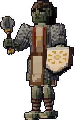 Blocky zombie cleric paper mini in the on guard pose