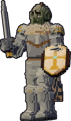 Blocky zombie paladin paper mini in the on guard pose