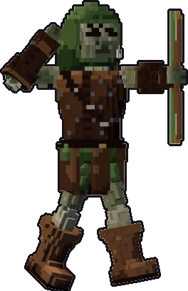 Papermini de zombi exploradora con estilo de bloques, en pose disparar