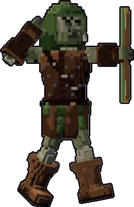 Blocky zombie ranger paper mini in the shoot pose