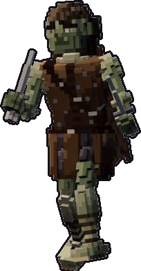 Blocky zombie rogue paper mini in the stalking pose