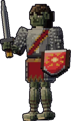 Blocky zombie warrior paper mini in the on guard pose